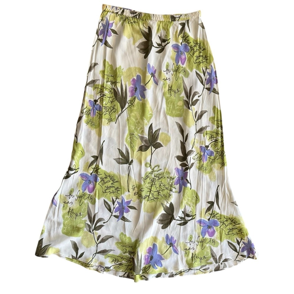 Vintage Y2K Hawaiian Floral Maxi Skirt Size Large XL Fairy Artsy Pull On